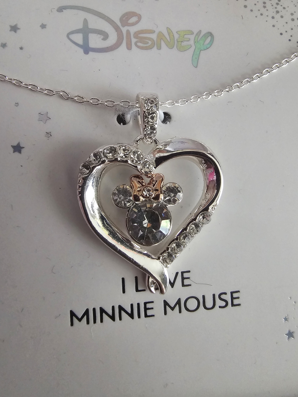Disney I Love Minnie Mouse Silver-Plated Heart Necklace - Picture 6 of 6